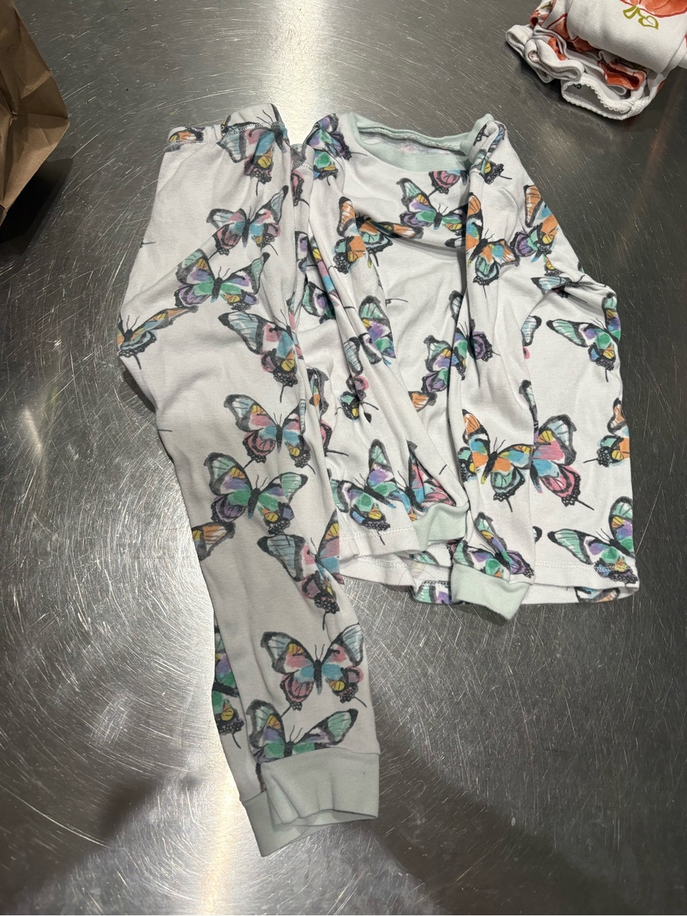 Burt's Bees Kids Mint Green and White Printed Baby Onesie
